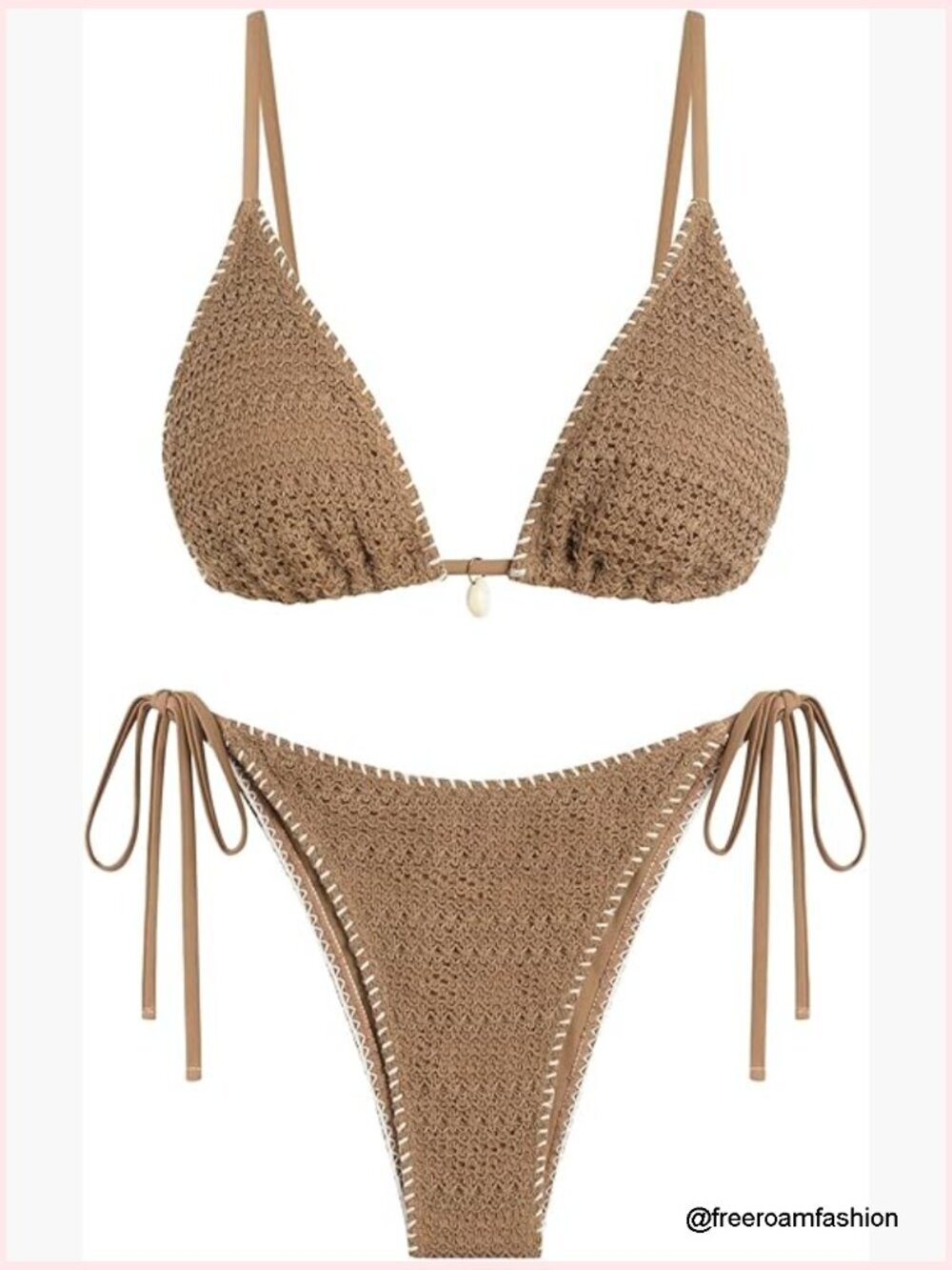 Small Crochet Triangle Bikini Set Adjustable Tie Side Cheeky Swimsuit